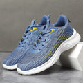 Women's lavender purple Flyknit running shoes with stripe pattern and mesh lining.