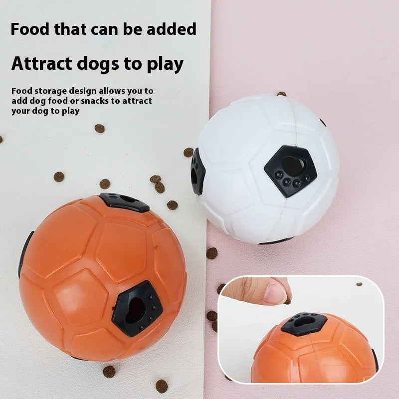 Orange TPR dog chew ball toy with tooth cleaning stick design for dental health