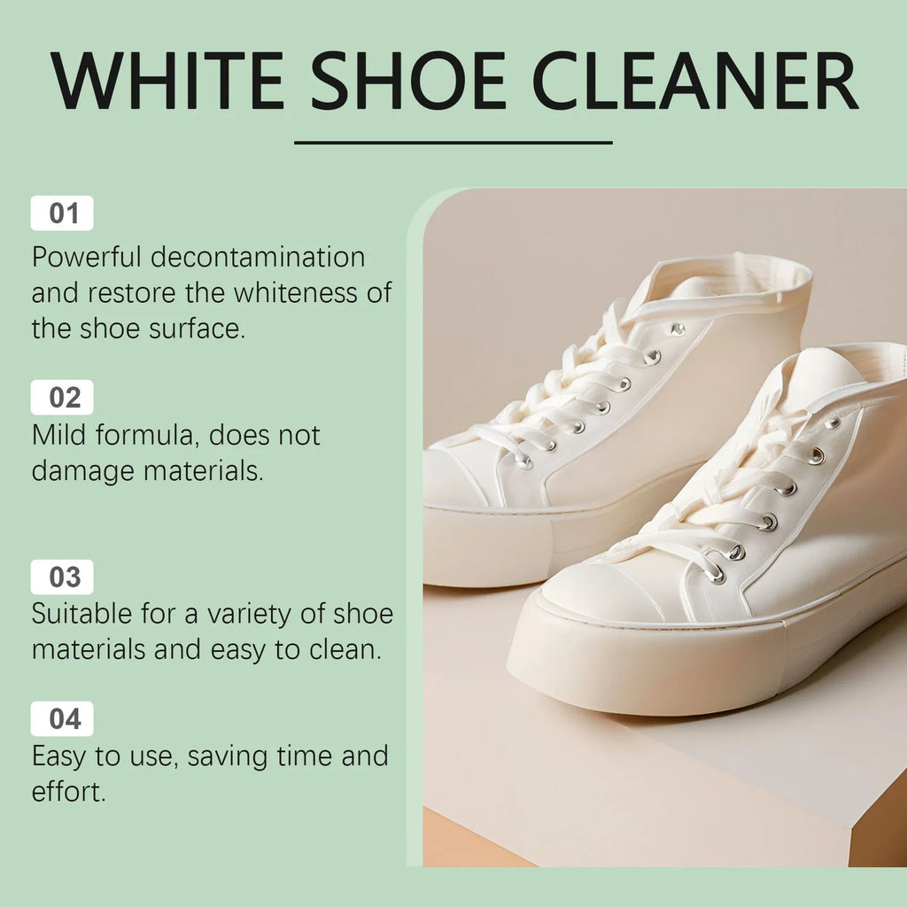 White disposable shoe cleaning cream tube with sponge applicator for portable footwear maintenance