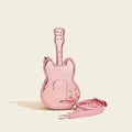 Guitar Creative Arts crossbody shoulder bag in silver colour, showing 16cm width and 33cm height dimensions
