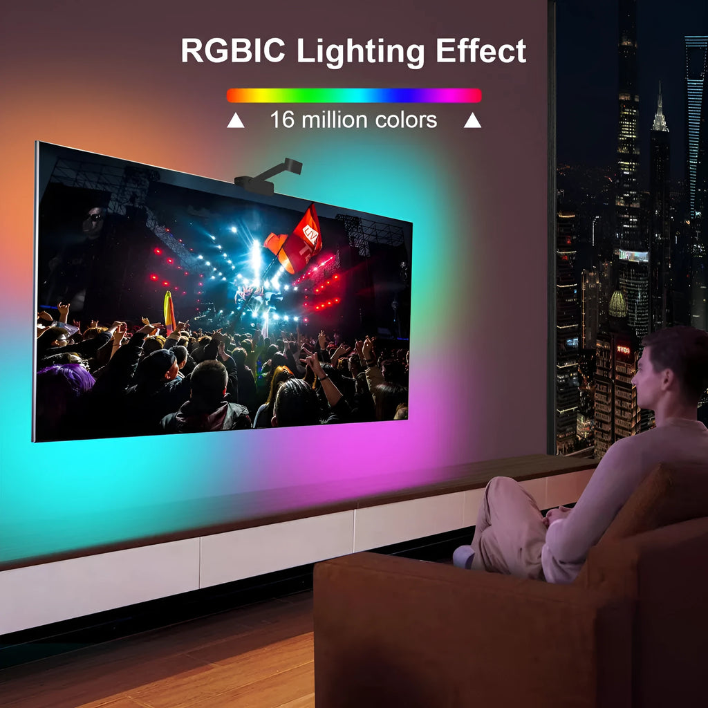 Smart TV LED backlight strip with camera controller and remote for ambient lighting