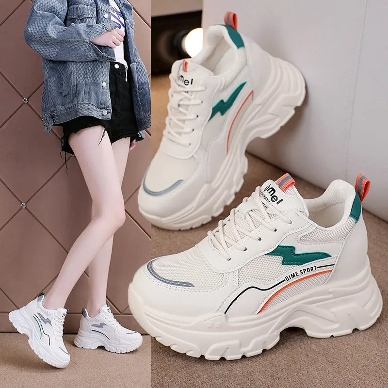 Women's low-top dad shoes in beige with cross shoulder straps, rubber sole, and breathable mesh upper