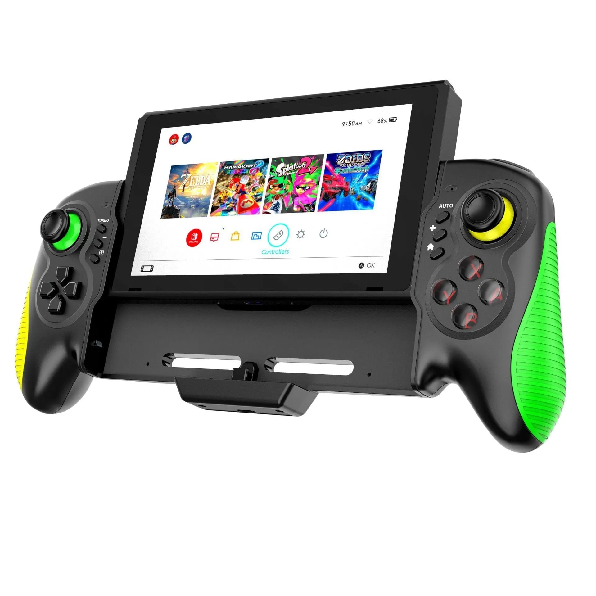 Yellow-green game controller for Nintendo Switch and PC with Type-C charging port