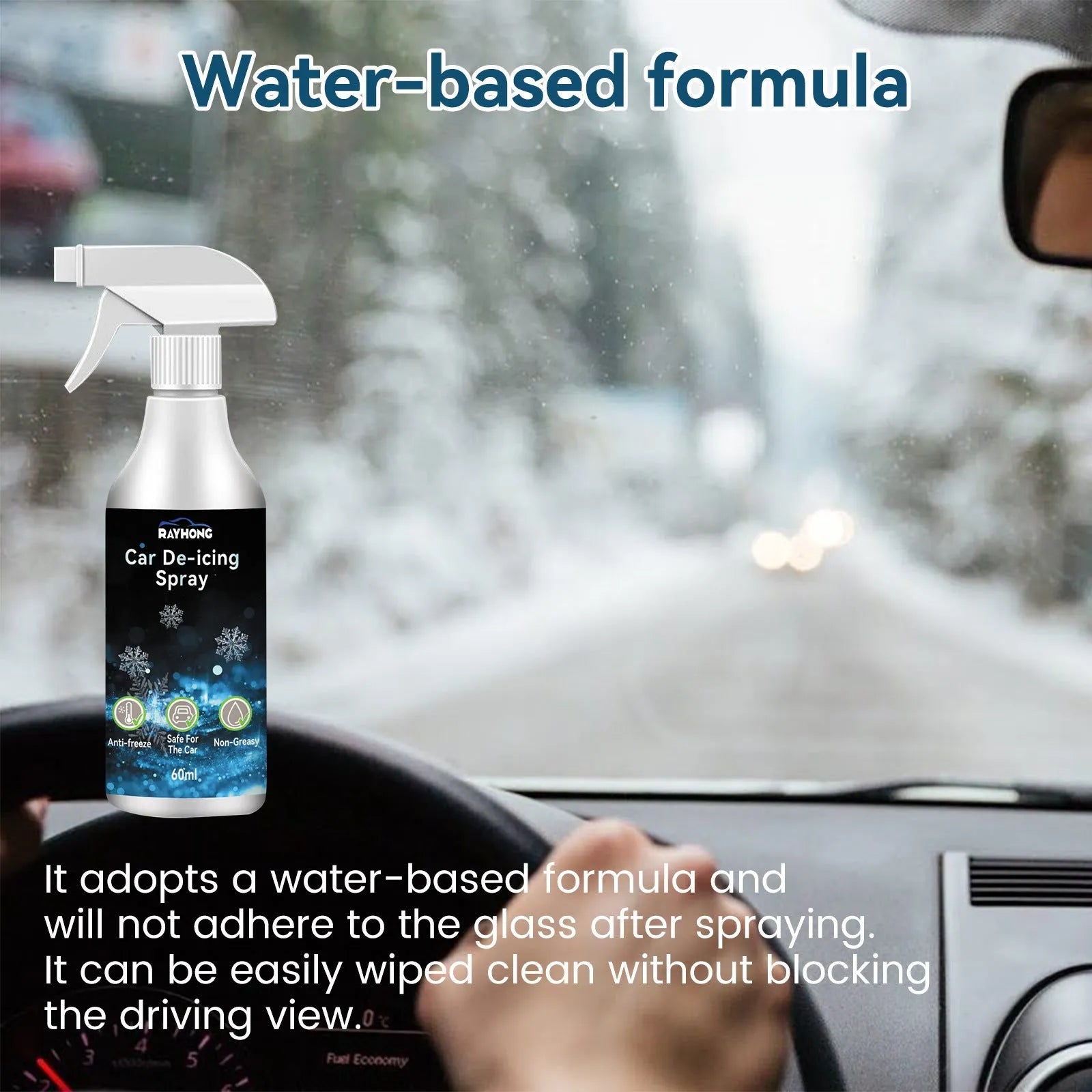 60ml car windscreen de-icer spray bottle for winter ice and snow removal