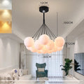 Nordic-style bedroom chandelier with iron construction and PMMA lampshade, featuring 12cm colour balls and LED lighting
