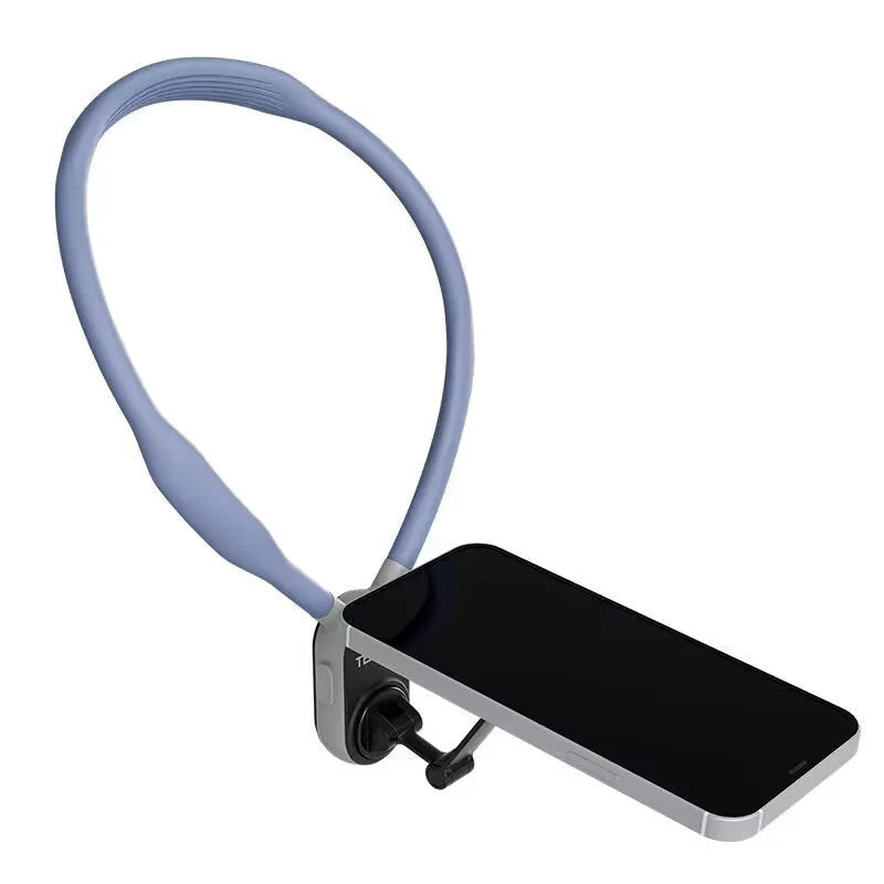 Silicone phone magnetic neck mount with magnetic quick-release system in grey colour