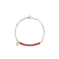 Silver electroplated copper couple bracelet with white K geometric round beads 16cm length