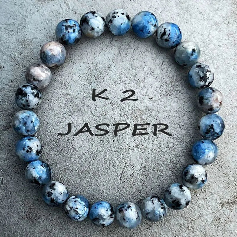 Handmade blue K2 Azurite stone beaded bracelet with geometric pattern in New Chinese style