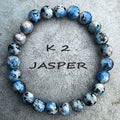Handmade blue K2 Azurite stone beaded bracelet with geometric pattern in New Chinese style
