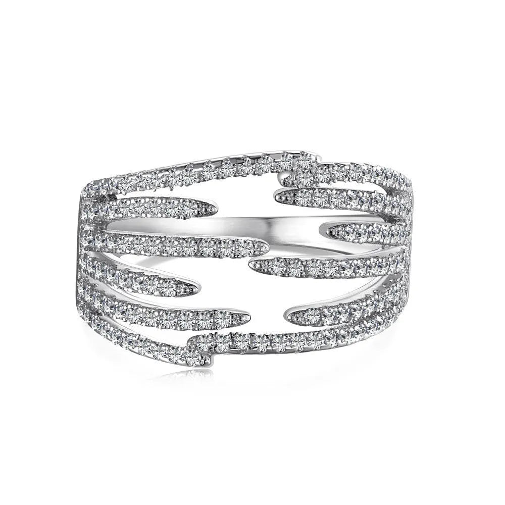 S925 sterling silver geometric line ring for women in silver or rose gold, sizes 6 to 9