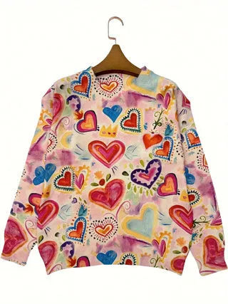 Digital printed loose top with lapel collar in assorted sizes from S to 5XL