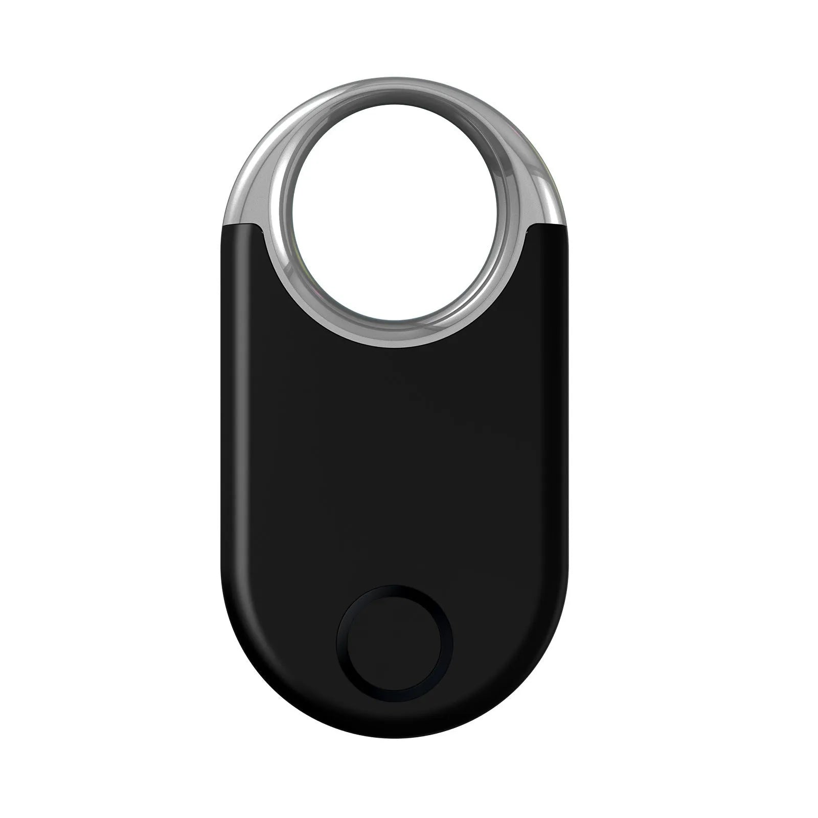 Black and white GPS anti-loss device for tracking pets and children, showing compact size and USB port