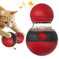 Rotating plastic cat toy ball with food dispensing slots and sound mechanism, 155mm diameter