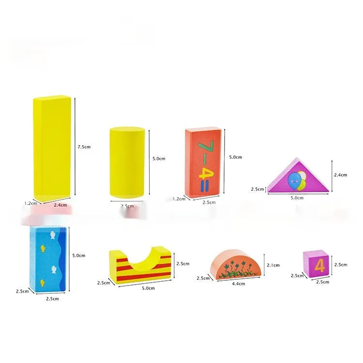 Large wooden educational building blocks toy set for infants in a barrel pack, 18x18x23.6cm