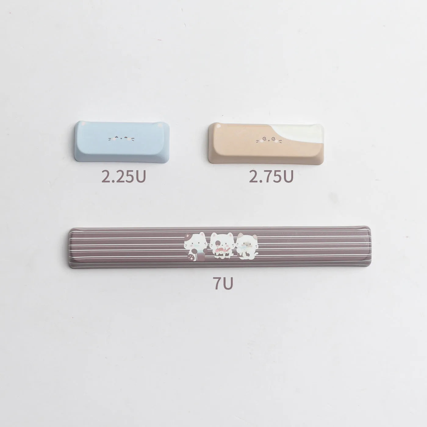 Sea salt cat design PBT keycap set showing 26-key layout with 7u spacebar supplement for mechanical keyboards