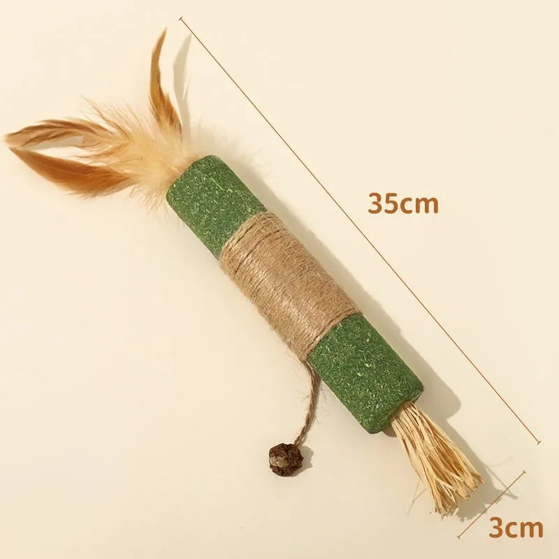 Polygonum Mu cat teeth grinding rod with 2.2cm diameter and Lafite grass catnip elements