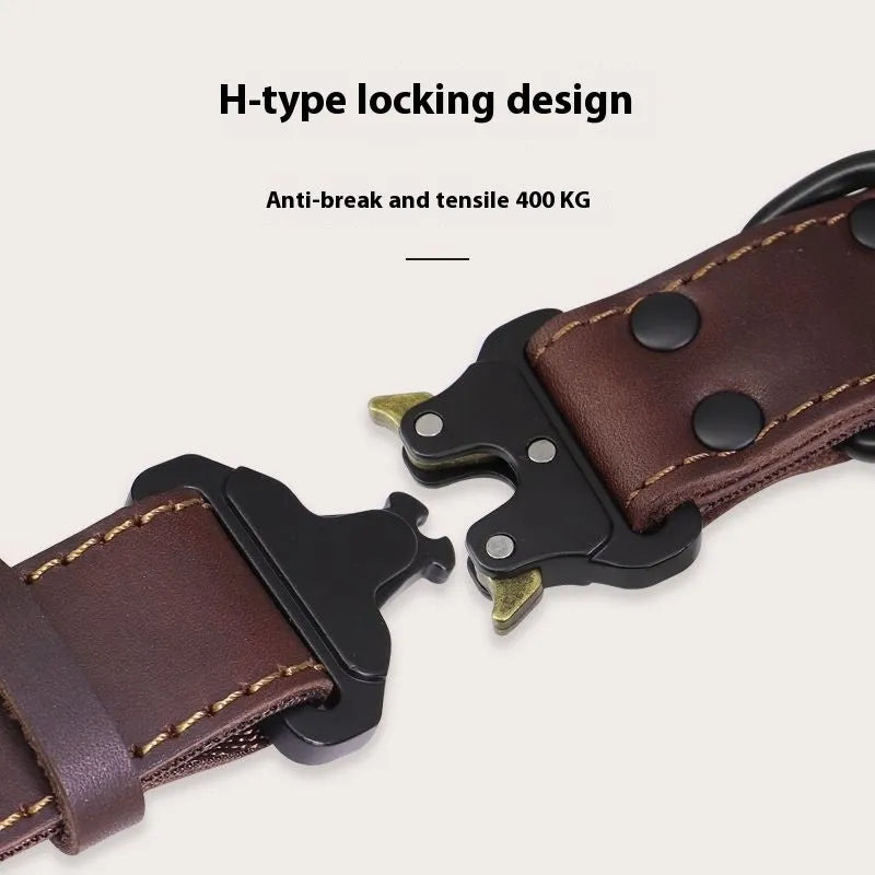 Leather dog bandana collar and pulling rope set in black and brown colour options with Christmas gift box