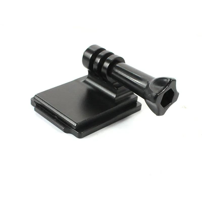 Black aluminium alloy and plastic GoPro helmet holder extension rod with quick-release bracket.