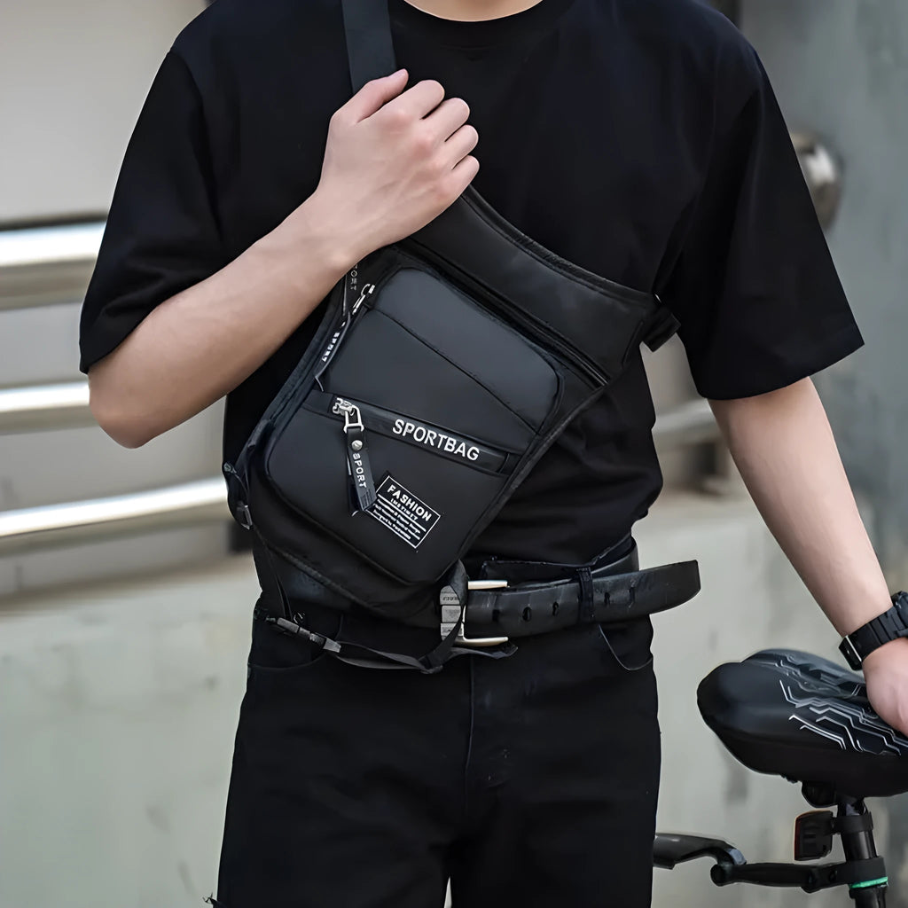 Men's outdoor cycling leg bag in nylon with crossbody strap in various colour options