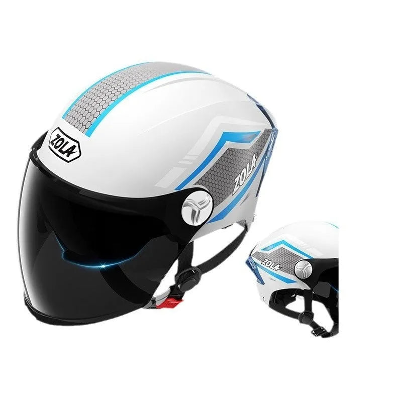 3C certified motorcycle half helmet with double mirror visor in light brown colour option