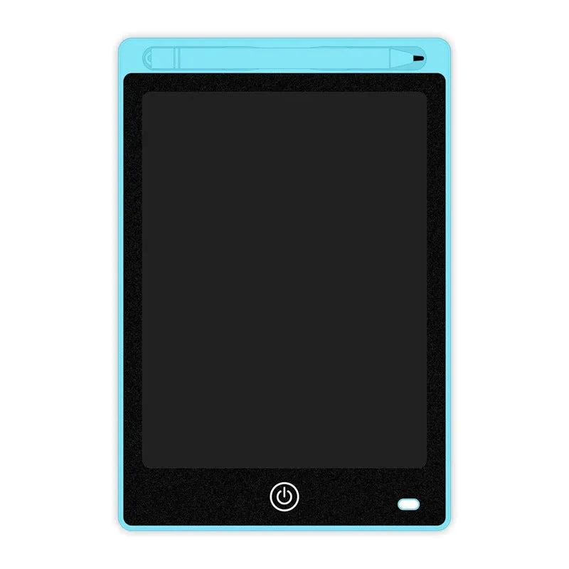 LCD writing tablet with ABS frame, erase button, 150 x 122 x 7mm size and black, white, blue, green or red body