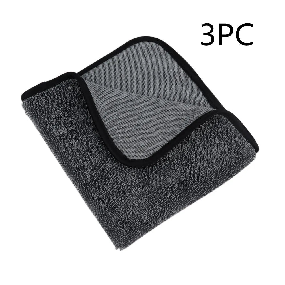 Grey square microfiber car wash towel measuring 40 by 40 centimetres