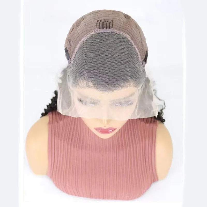 Solid colour human hair half lace front wig shown in one of nine available lengths from 18 to 34 inches