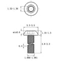 Stainless steel semicircular head hex socket screw with A2-70 grade, shown alongside a hex key.
