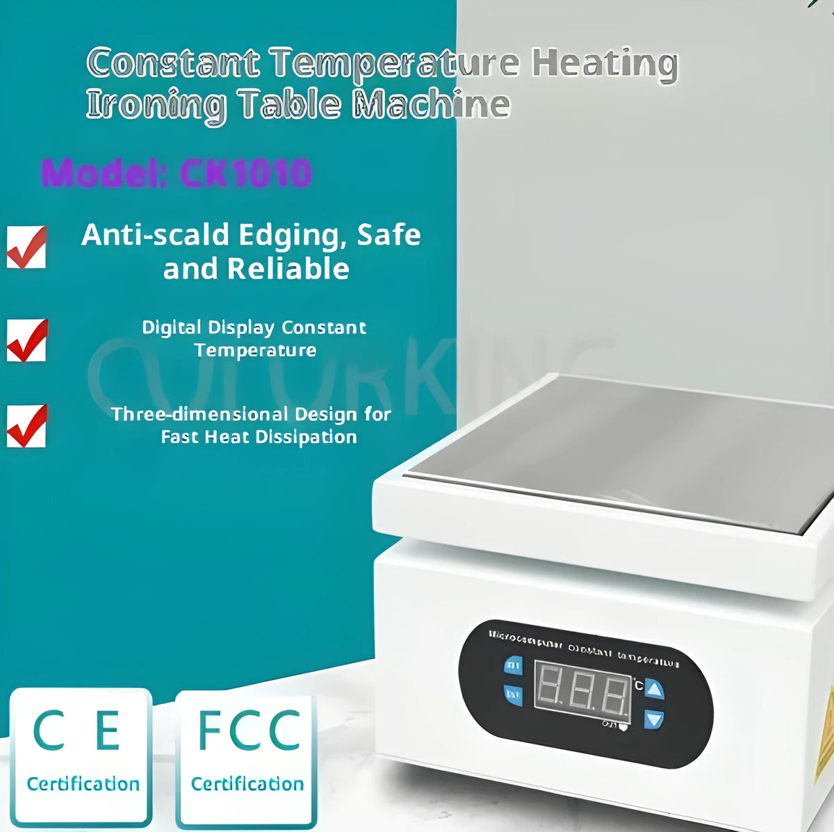 Film sealing machine with intelligent temperature control and anti-scald edging, available in multiple sizes.