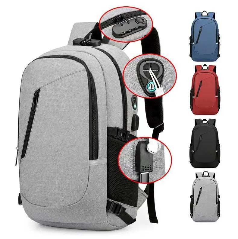 Men's computer backpack in solid colour with 20-35L capacity and wear-resistant Oxford cloth, size 50x19x31cm