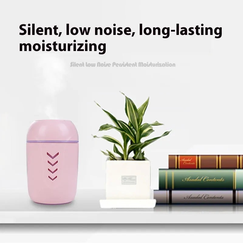 Round portable air purifier in blue, pink, or white with USB cable for vehicle or desktop use