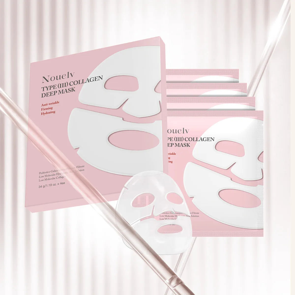 Collagen layered patch mask four-piece set with 34g serum for all skin types