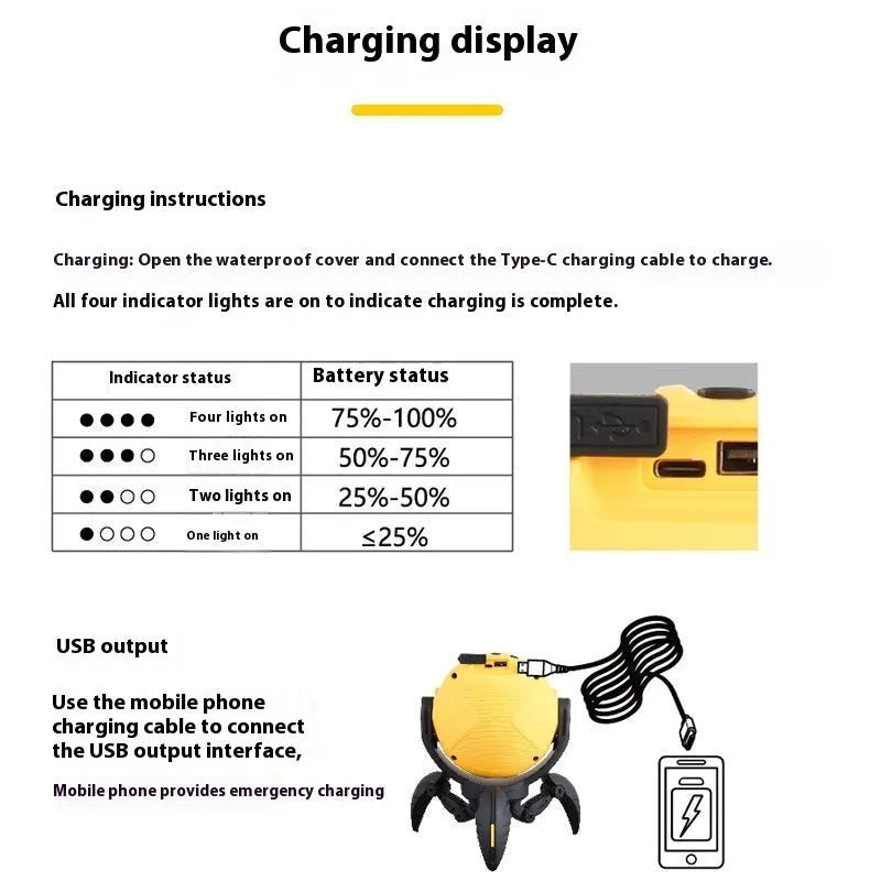 Dynamic starlight projector ambience light in black, blue, or yellow, 34.5 x 22.3 x 16.5 cm, with built-in battery.