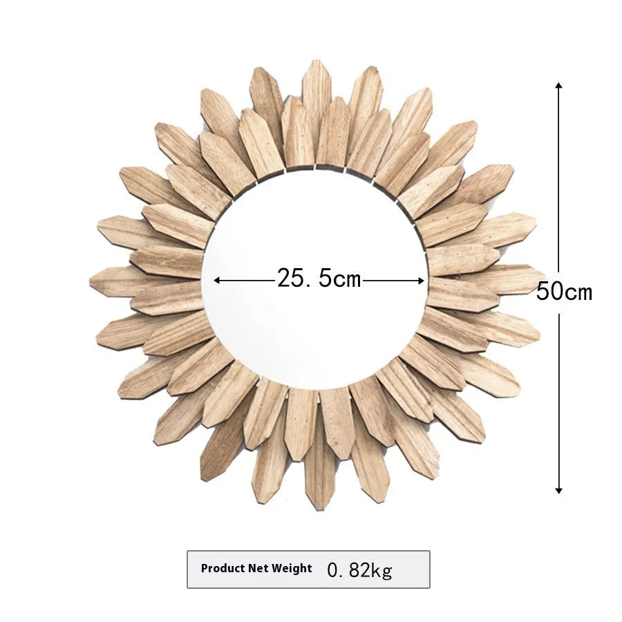 European-style solid wood hanging mirror with baked colour finish in three diameter options