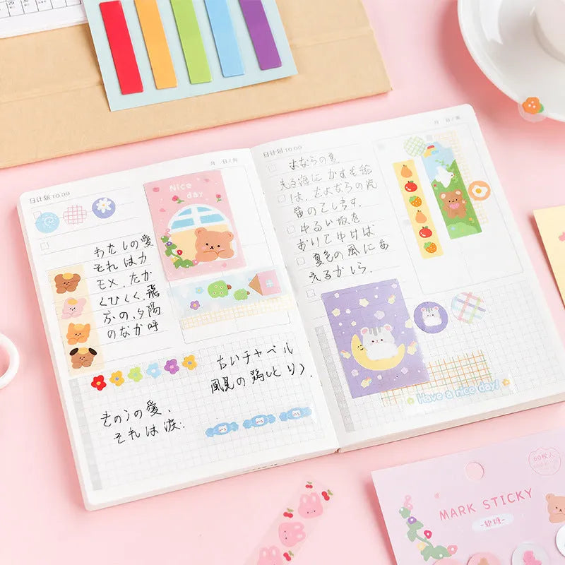 Pack of Sweet Notes 15mm by 50mm PVC index stickers in various colours and decorative styles.