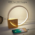 Touch control bedside lamp with alarm clock and natural sounds in navy blue finish