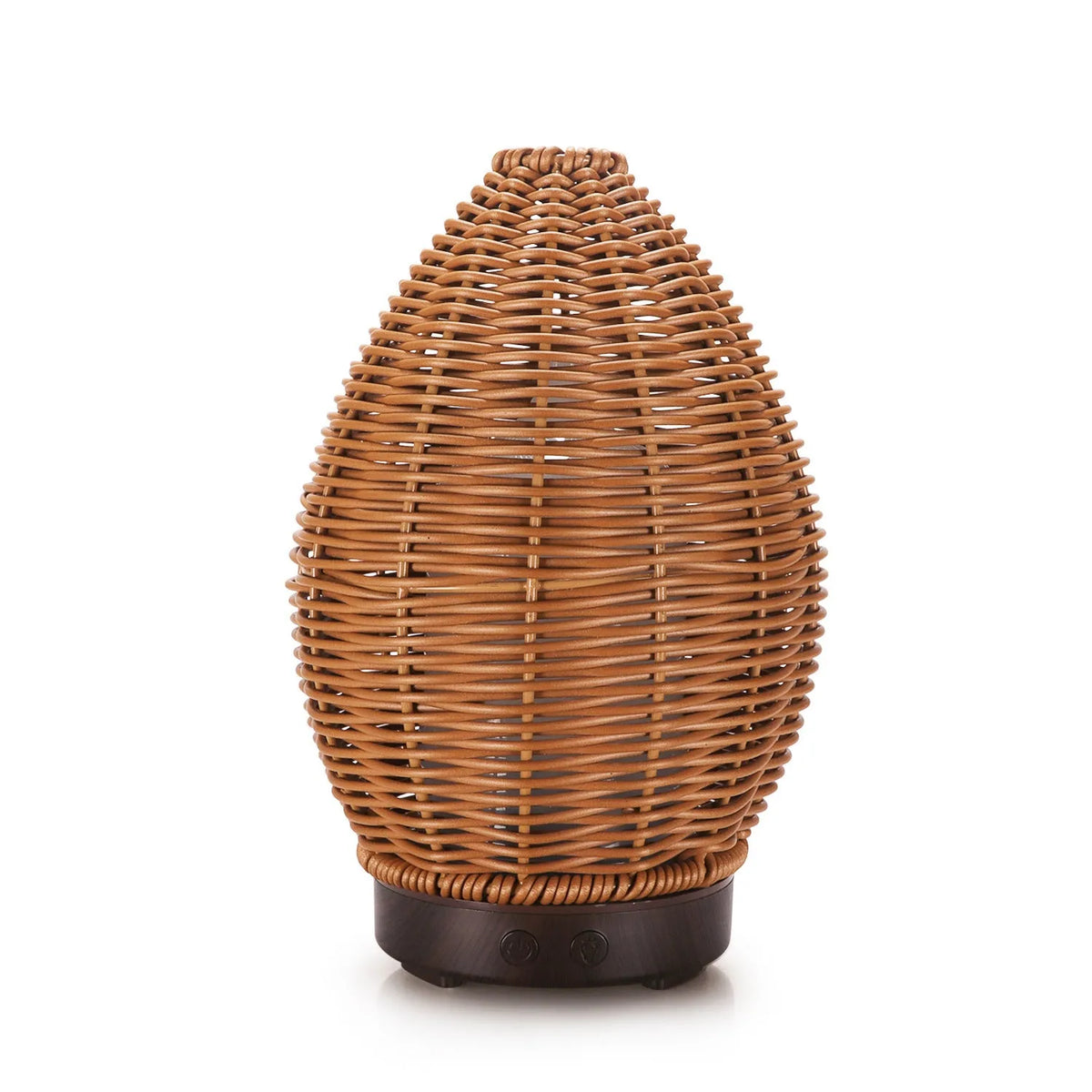 Light wood grain hollow rattan aroma diffuser with 100ml water tank on a wooden surface.