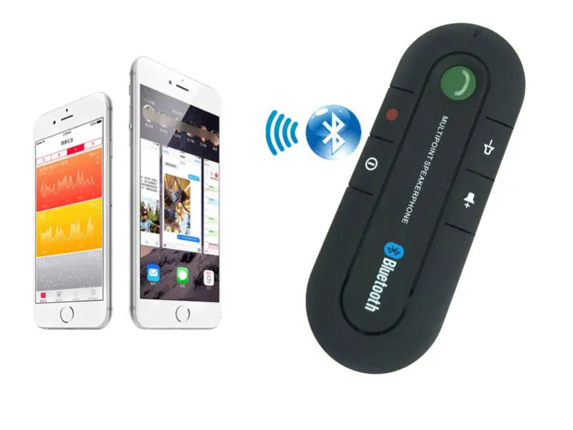 Vehicle-mounted Bluetooth handsfree sun visor kit in black, blue, or red with car charger and cable