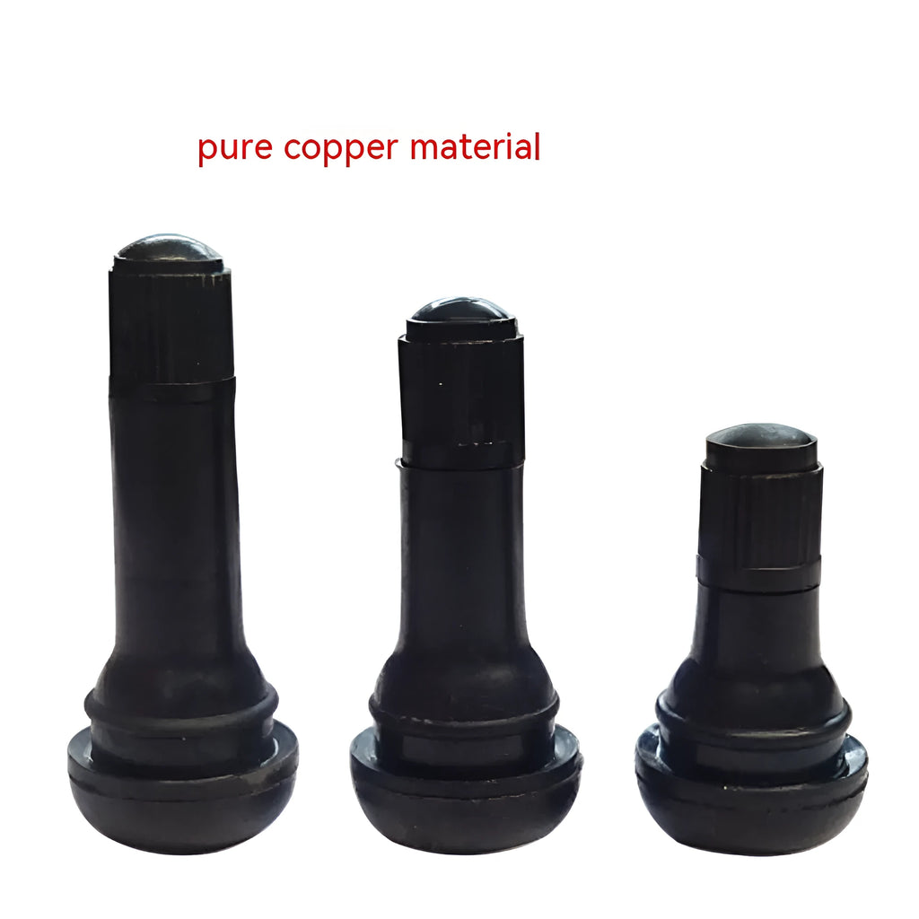 Copper tyre valve nozzle for cars with black finish, compatible with TR412 TR413 TR414 sizes