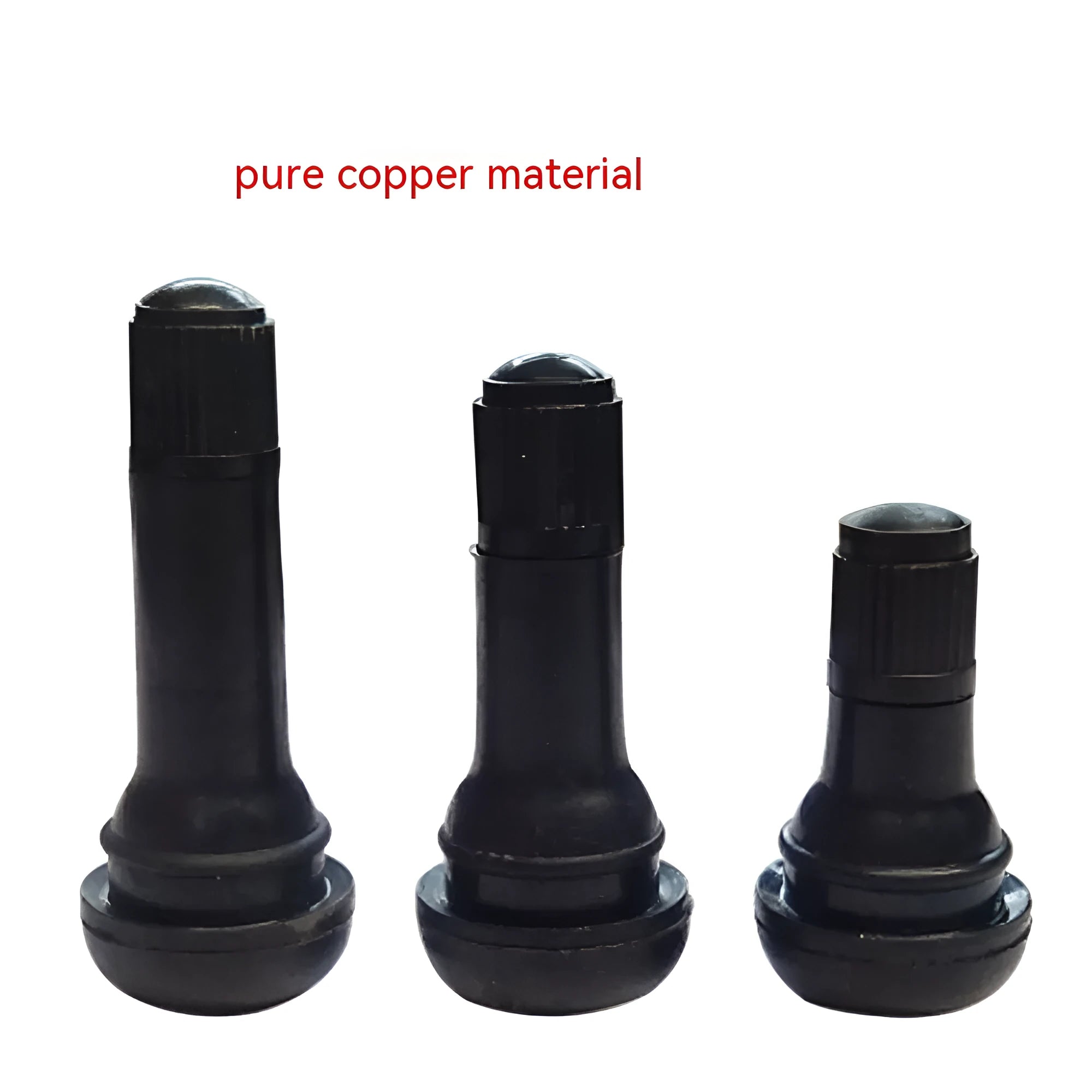 Copper tyre valve nozzle for cars with black finish, compatible with TR412 TR413 TR414 sizes