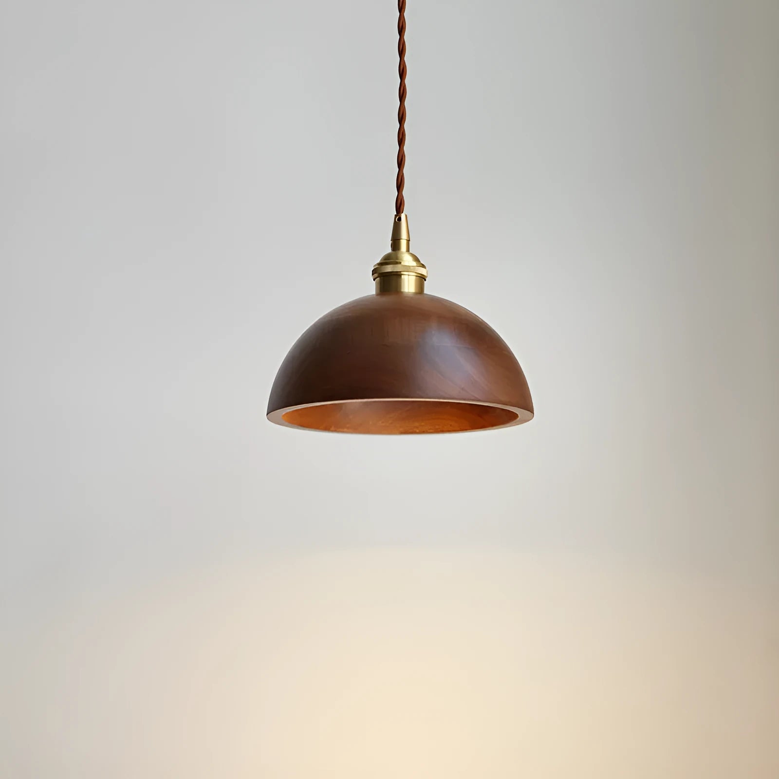 Black walnut wood and copper single-head droplight chandelier with an E27 fitting