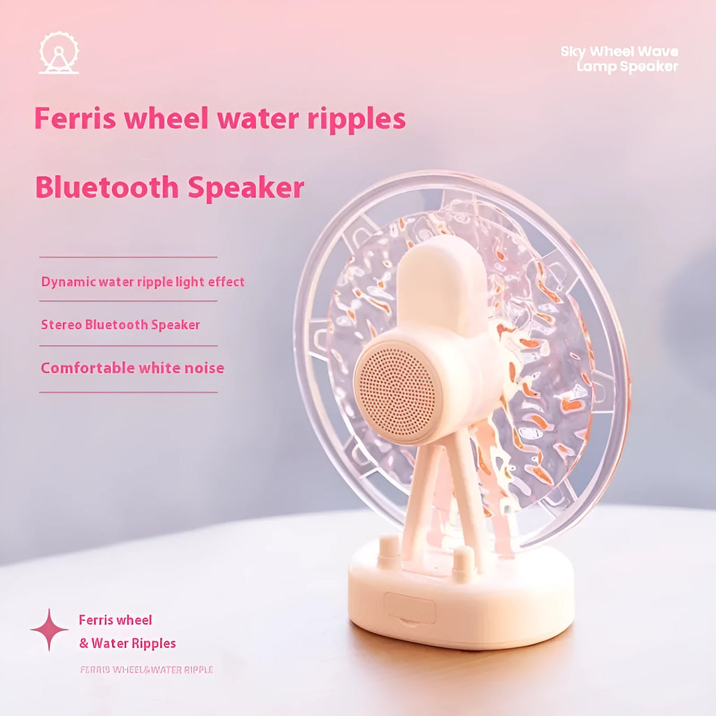 White Ferris wheel water ripple Bluetooth speaker with colourful atmospheric lighting effects