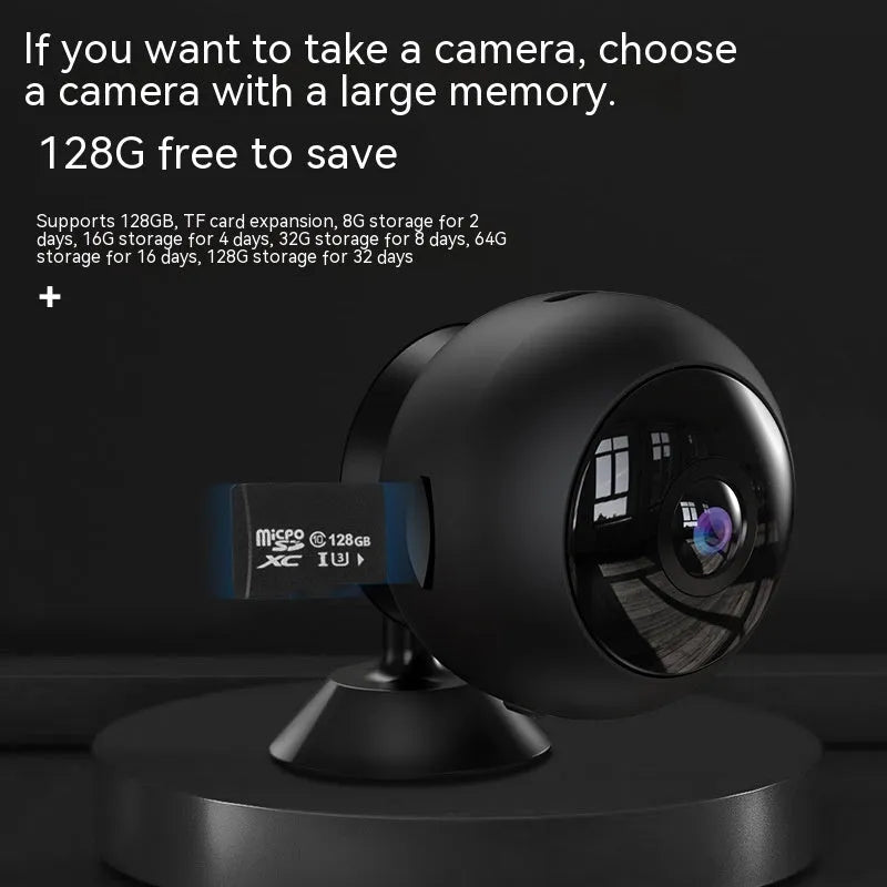 1080p wireless Wi-Fi surveillance camera with ABS material construction and USB cable