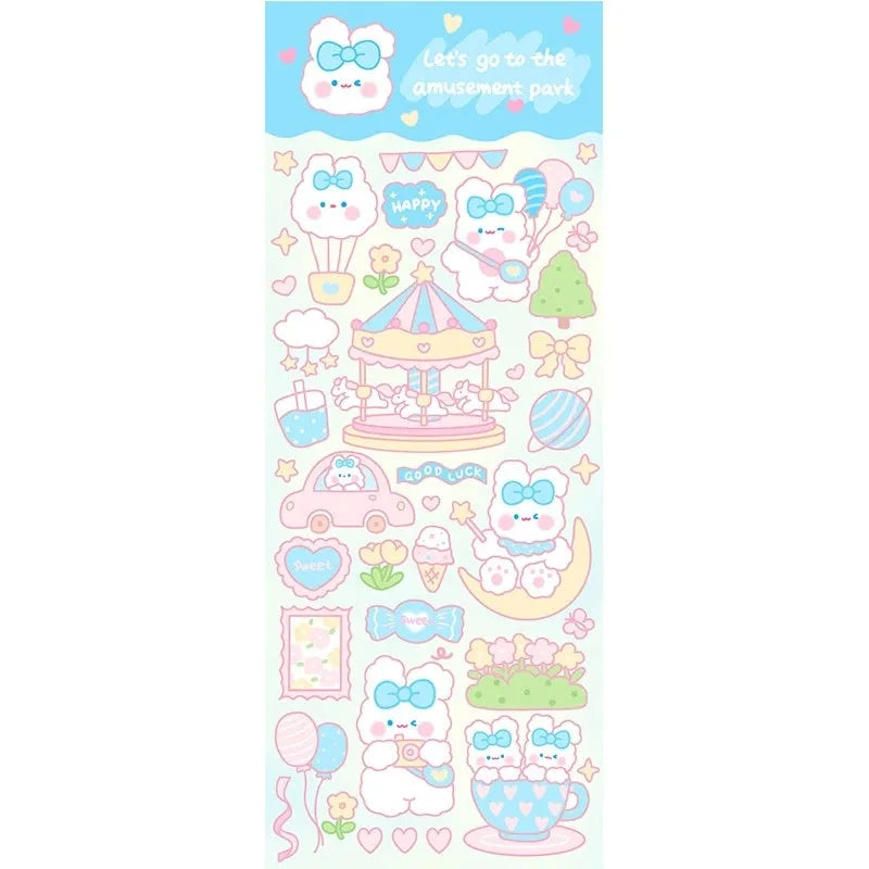 PVC waterproof cute cartoon stickers for agenda notebook decoration in four style options