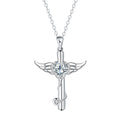 Wings cross stethoscope pendant necklace in electroplated copper with red diamond or white diamond colour options