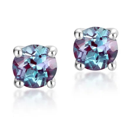 925 silver Alexander stone ear studs with 6mm geometric round design and 0.8mm post thickness