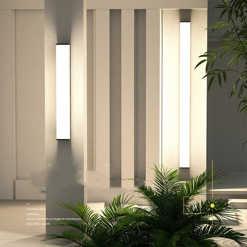 60cm long strip outdoor wall light with stainless steel body and LED illumination