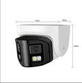 4MP dual-lens IP66 waterproof CCTV webcam measuring 124x72x201mm for indoor and outdoor surveillance