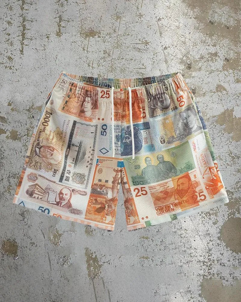 Men's quick-drying beach shorts with digital printing pattern in loose fit style