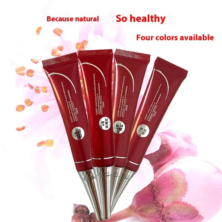 Vermilion waterproof lip gloss in five colour shades including bright rose red and orange red